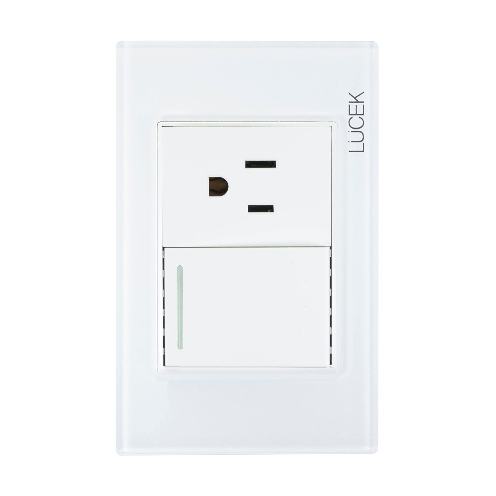 Placa Lucek colors apagador escalera y 1 contacto blanco