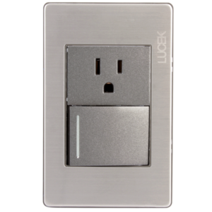 Placa Lucek metálica con apagador de escalera y contacto de