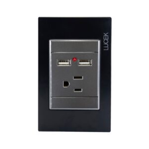 Placa Lucek colors contacto y 2 USB negro