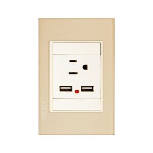 Placa Lucek crystal contacto y 2 USB dorado/marfil