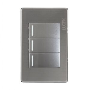 Placa Lucek metal 2 apagadores sencillo 1 apagador escalera plata
