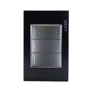 Placa Lucek colors c/2 apagadores sencillos y escalera negro