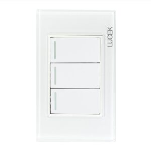 Placa Lucek crystal c/2 apagadores sencillo y escalera blanco/blanco