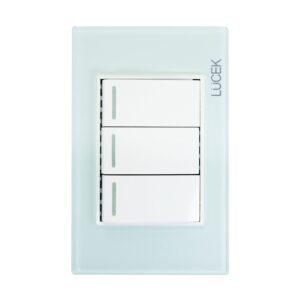 Placa Lucek crystal c/2 apagadores sencillo y escalera crystal/blanco